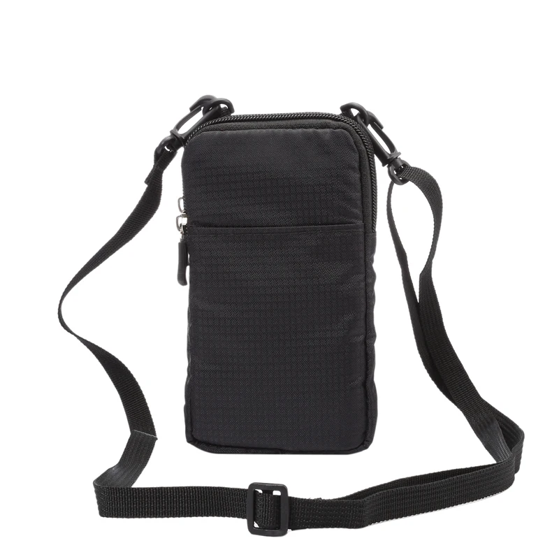 6.0-6.9 Inch Universal Man Phone Bag Sport Dual Layer Zipper Bag Wallet Case Belt Clip Messenger Pouch Girl Shoulder Bag Cover