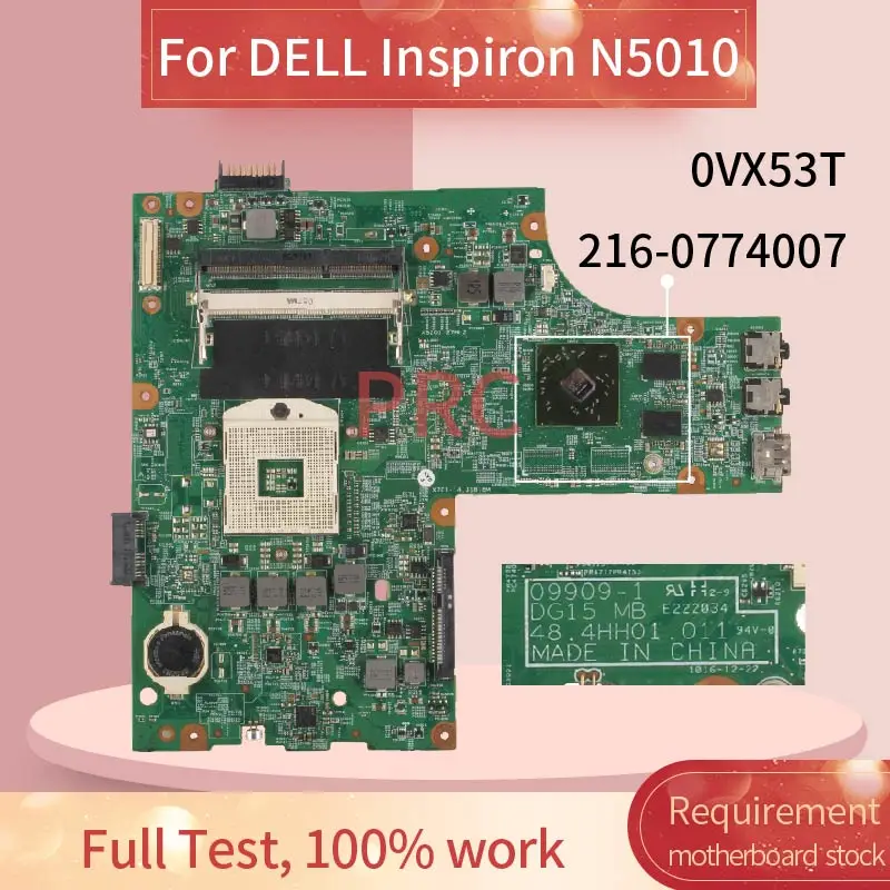 

CN-0VX53T 0VX53T For DELL Inspiron N5010 Notebook Mainboard 09909-1 HM57 216-0774007 Laptop motherboard