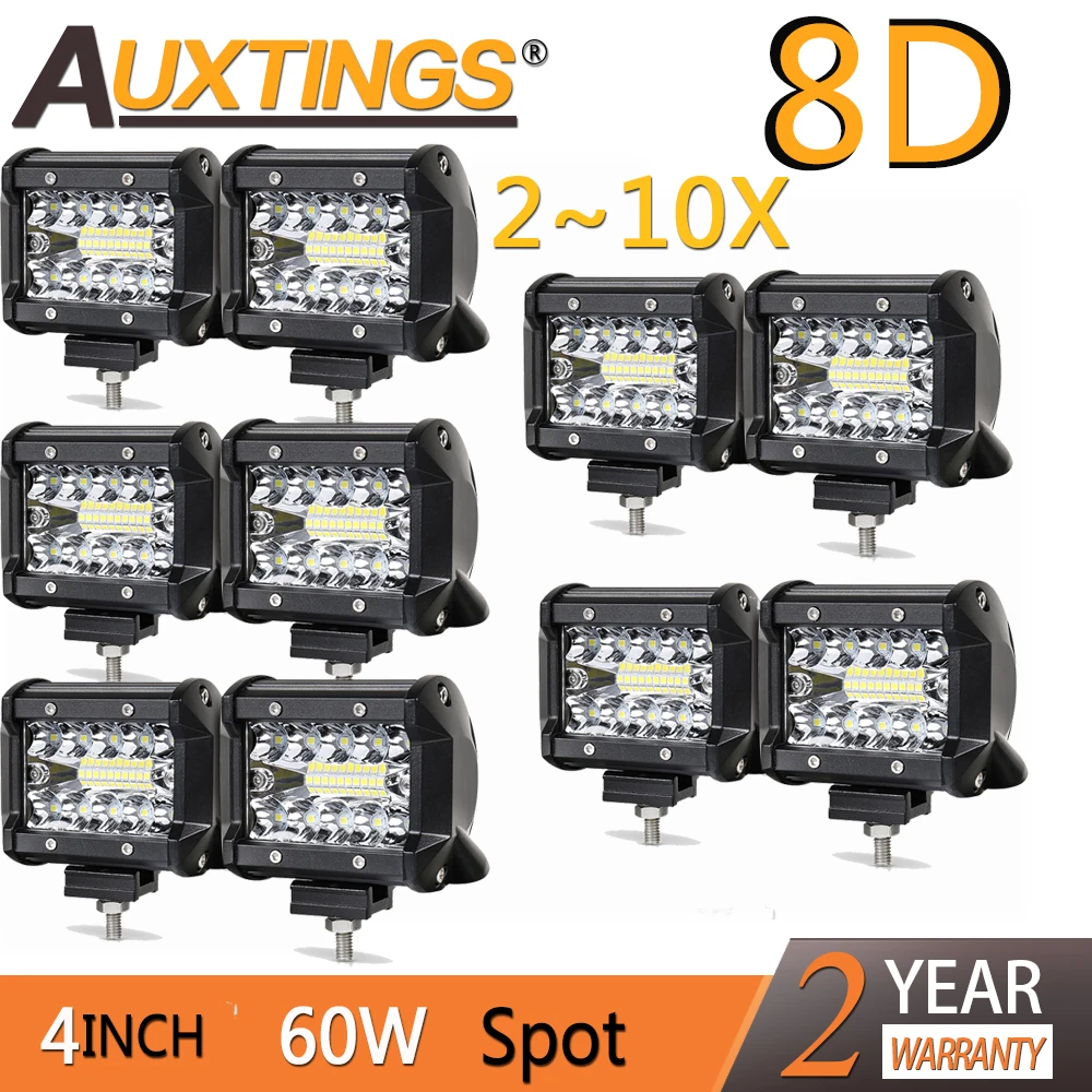 

Auxtings Offroad 2~10X 8D 4INCH 60W LED Work Light Bar Spotlight Tri-row 12V 24V CAR Light TRUCK SUV ATV 4X4 4WD PICKUP DRIVING