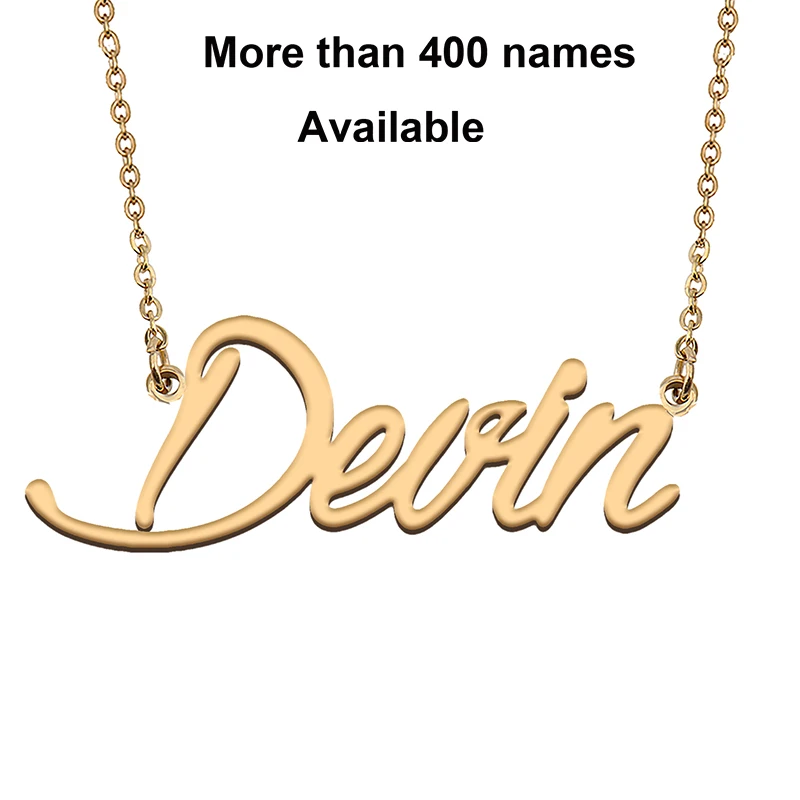 

Cursive Initial Letters Name Necklace for Devin Birthday Party Christmas New Year Graduation Wedding Valentine Day Gift