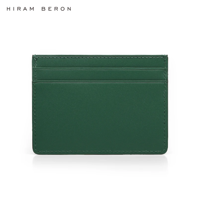 Hiram Beron Green Italian Cow Leather Card Holder Case with Saudi Arabia Flag Premium Leather Goods