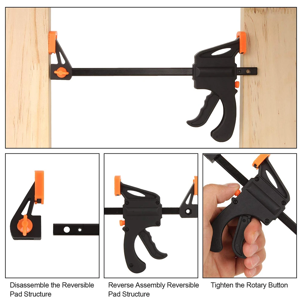 4 Polegada grampos de barra para trabalhar madeira aperto rápido grampos gatilho braçadeira uma mão catraca braçadeira mini pequena barra braçadeira para artesanato (1 pces)