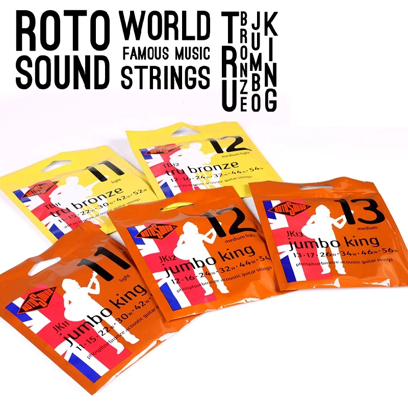 Rotosound Jumbo King JK11 JK12 JK13 phosphor bronze acoustic guitar strings / Tru Bronze TB10 TB11 TB12 Acoustic Guitar Strings