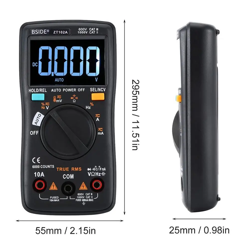 EBTN LCD Digital Multimeter BSIDE True RMS 6000 counts multimetro Auto Ranging AC/DC voltage Current Ohm Hz meter Tester