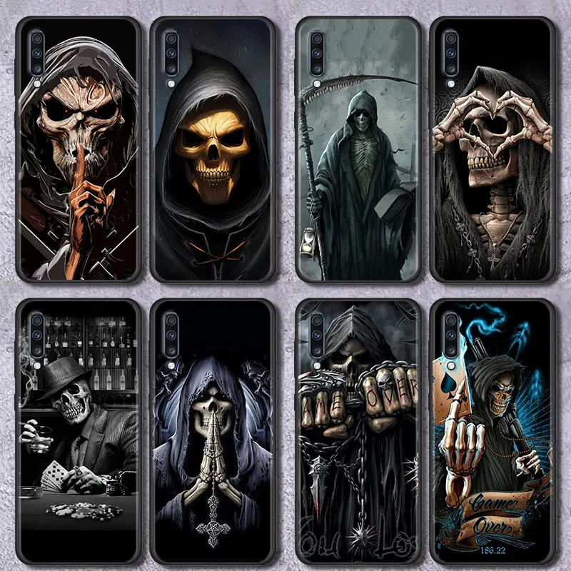Grim Reaper Skull Skeleton Phone Case for Samsung Galaxy A50 A10 A30 A40 A70 A20S A20E A02S A12 A22 A32 A52 5G A04S Soft Cover