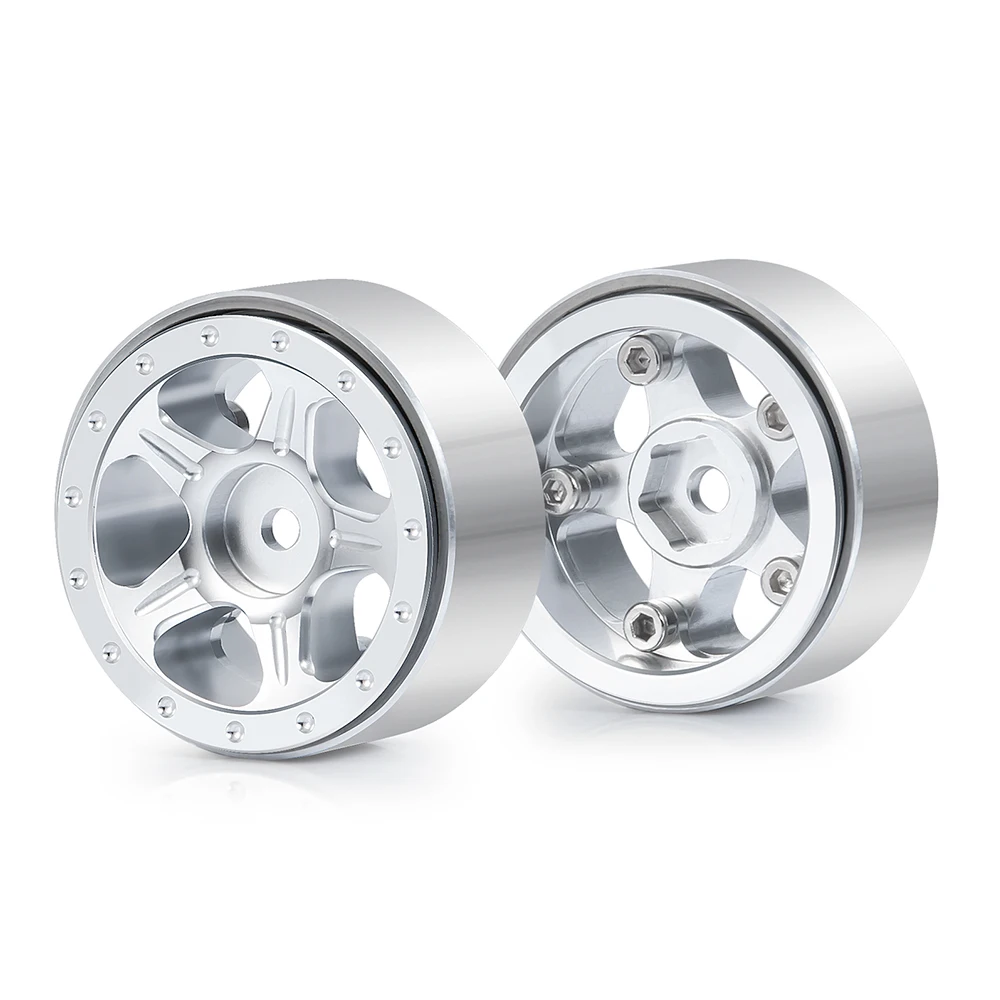 AXSPEED 4 ชิ้นเงิน 1.0 ''โลหะ Beadlock ล้อฮับสําหรับ Axial SCX24 90081 AXI00001 AXI00002 1/24 RC รถรถบรรทุกอุปกรณ์เสริม