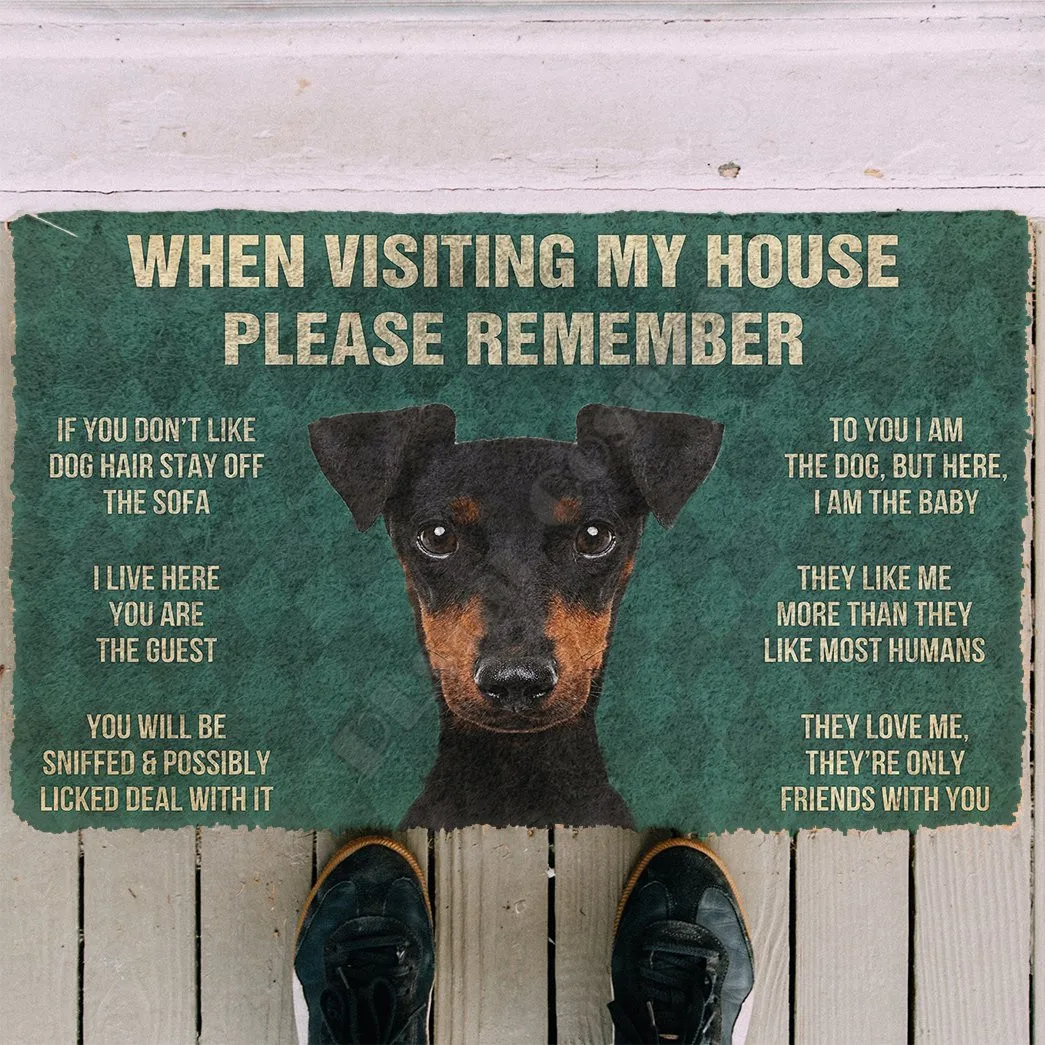 3D Please Remember Manchester Terrier Dogs House Rules Doormat Non Slip Door Floor Mats Decor Porch Doormat