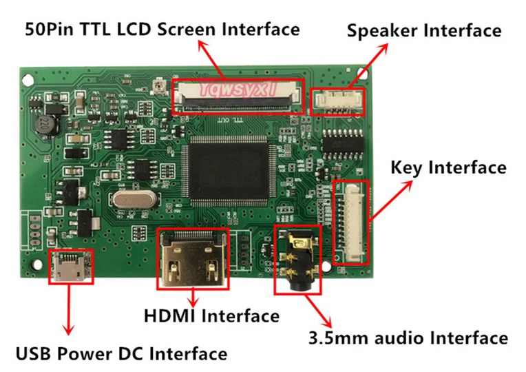 Yqwsyxl  LCD TTL Controller Board  HDMI for 7inch 7300101463 E231732 1024*600  Micro USB TFT 50 Pins LCD Screen  Driver board