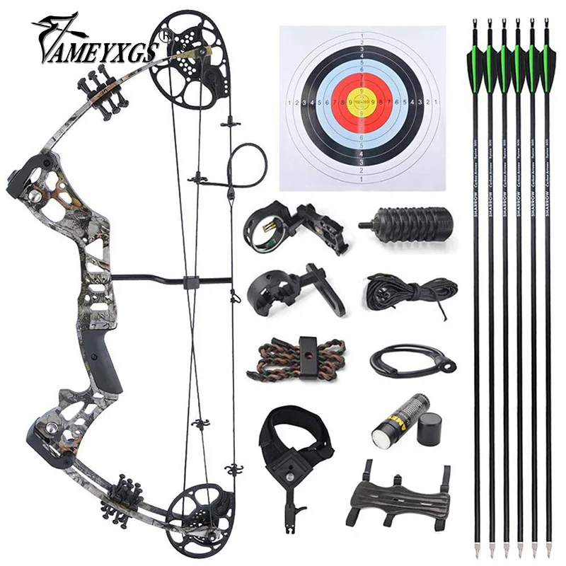 

Youth Archery Compound Bow Set 15-45lbs Adjustable Hunting Pulley Bow SP500 Carbon Arrow For Beginners Juniors Shooting Training