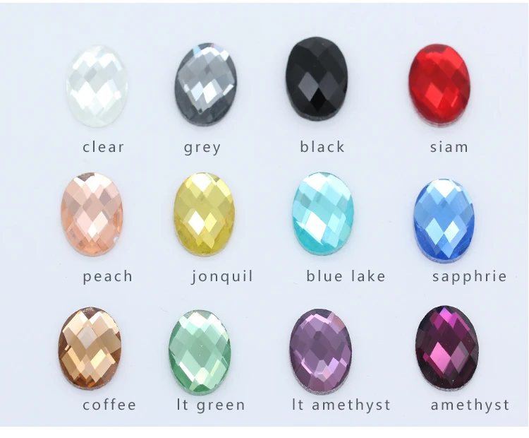 20pcs 8x10 10x14 13x18mm 18x25mm Folied back Oval Wedding Dress Rhinestones Glass Diy Glue-On Button Jewelry Making accessories