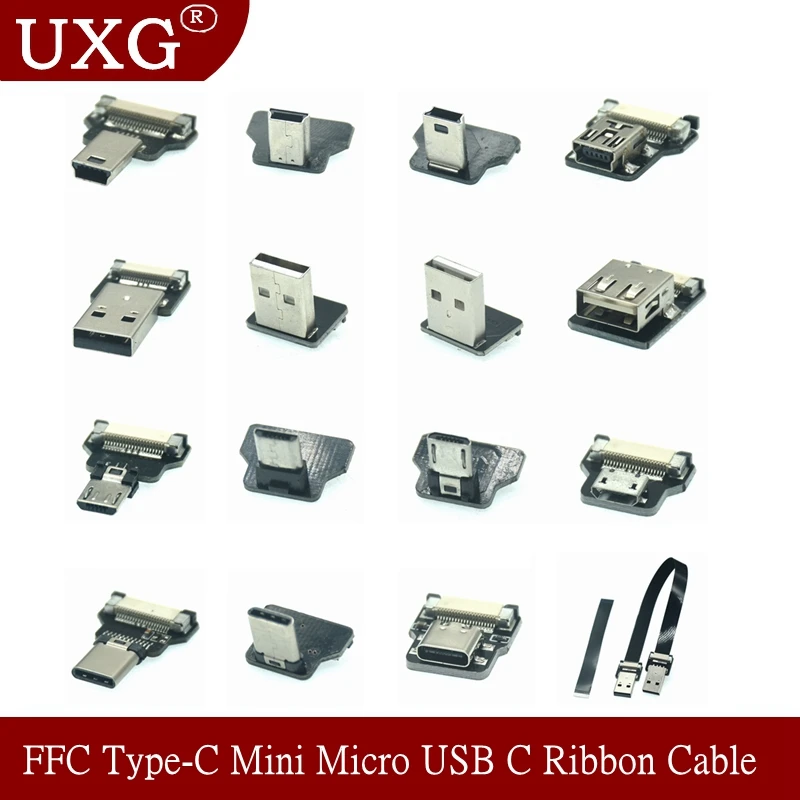 FFC Type-C Mini Micro USB C Ribbon Cable 90 FPV Slim Thin Flat Soft Flexible FPC Charge FPV Brushless Handheld Gimbal Monitor