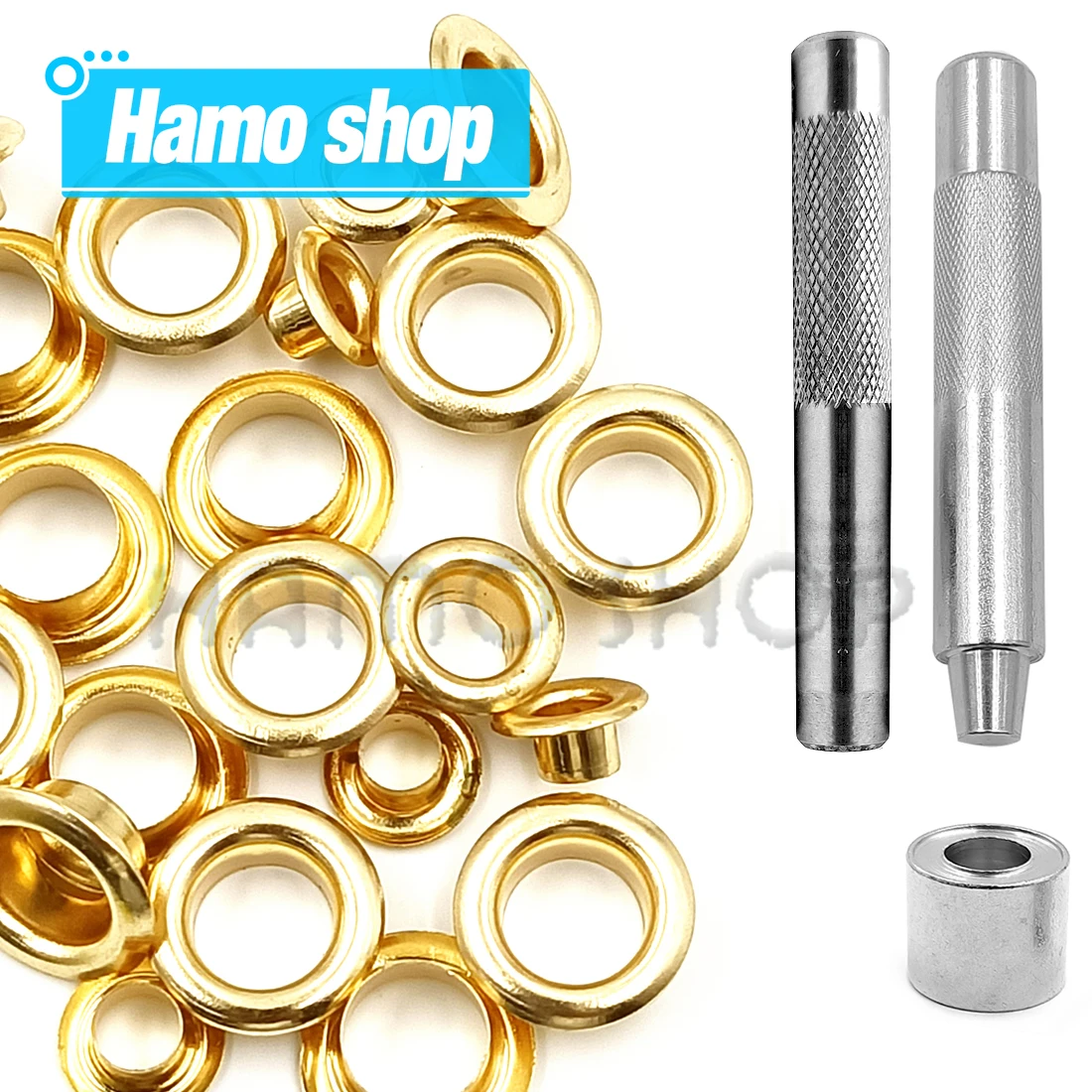 

100set Gold Color Metal Eyelet Grommets With Eyelet Punch Die Tool Set For Leathercraft DIY Clothing Shoes Belt Bag Accessories