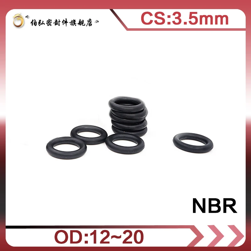 

Nitrile Rubber O-Ring 50PCS/lot NBR Sealing CS 3.5mm OD12/13/14/15/16/17/18/19/20mm O-Ring Seal Gasket Ring