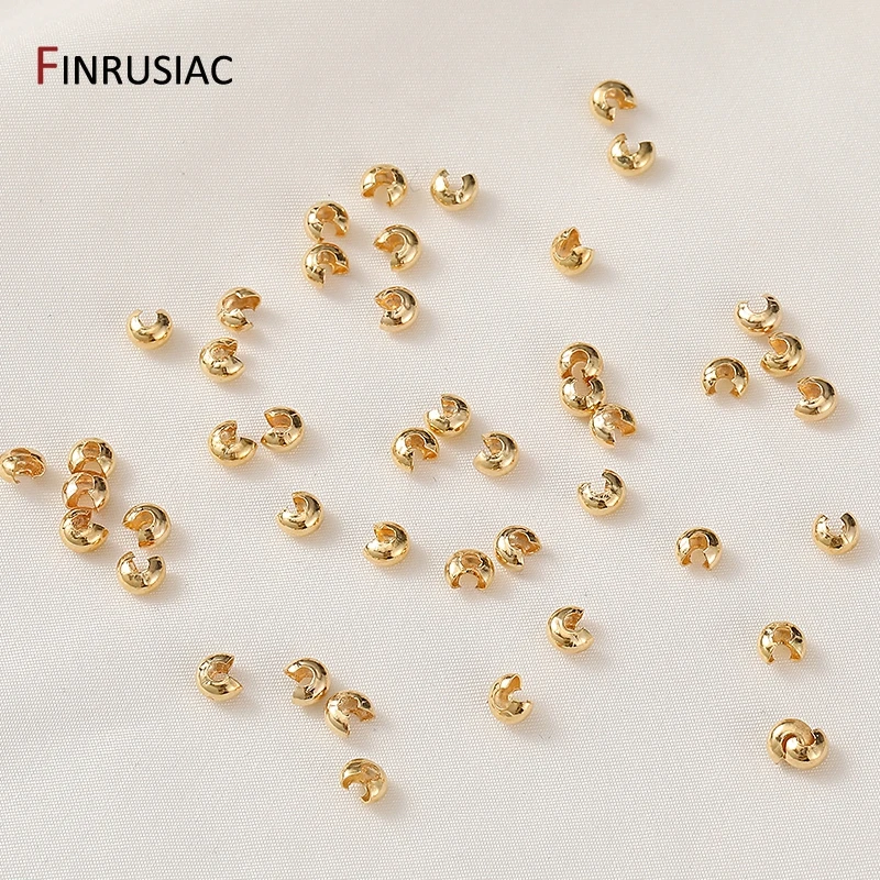 3/4/5 mm 18 Karat vergoldetes Messing, offene Quetschperlen, Abdeckungen, Quetschperlen, Stopper, Abstandsperlen für DIY-Schmuckherstellungszubehör – Detail 21