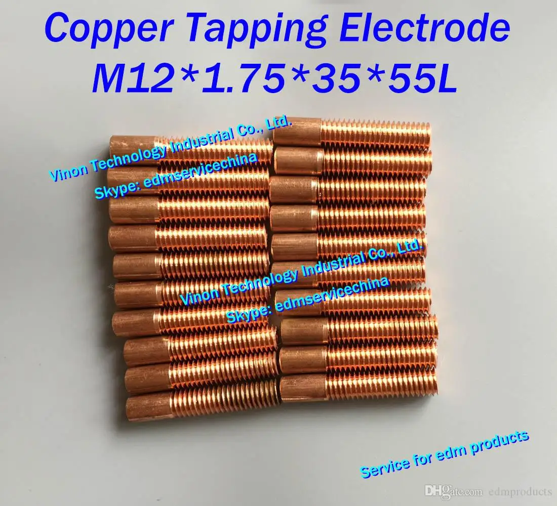 

(10pc/lot) M12x1.75x35x55mm Copper Orbital Tapping Electrode for EDM spark, copper threaded electrode M12 with hole