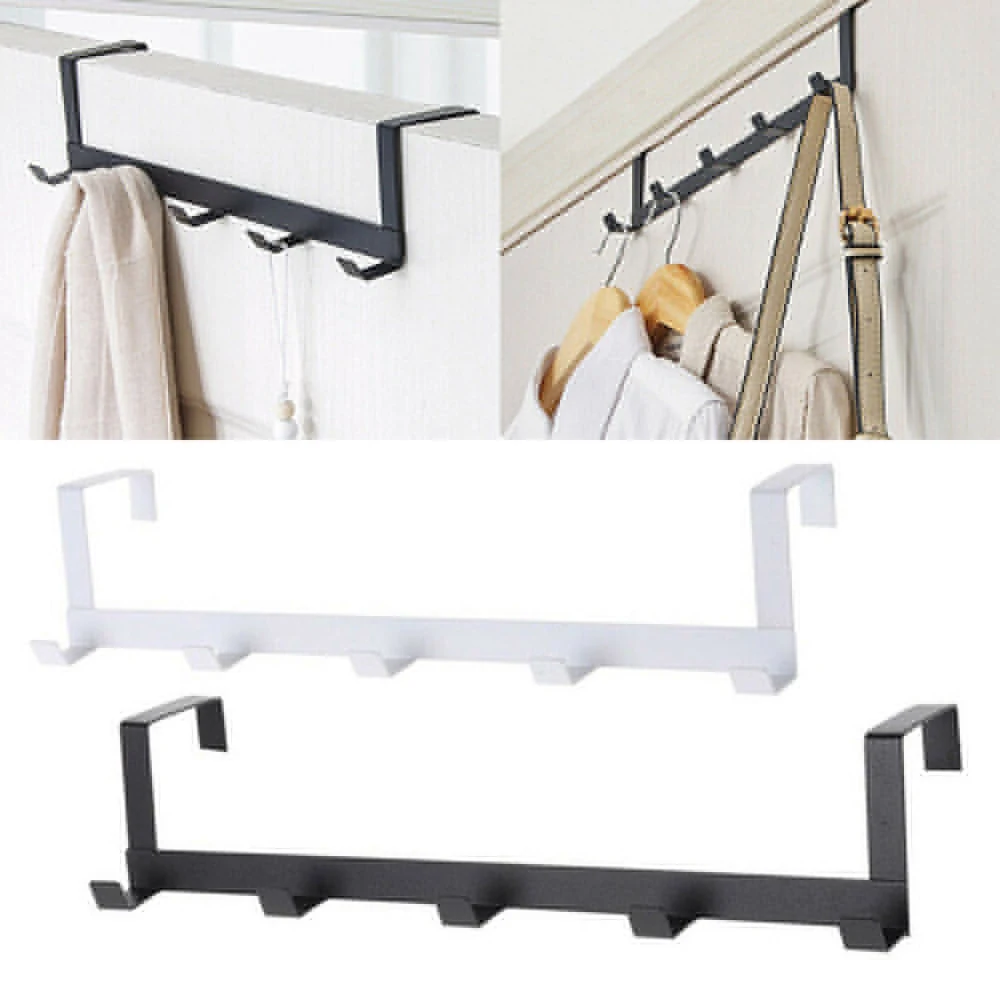 New Arrivals 1pc Metal Hanger Storage Holder Rack Over-The-Door Hook Rack Hanging Coat Hat Towel Bag Household Black White