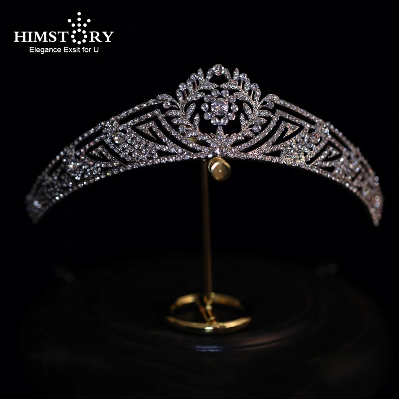 Himstory Fashion European Zircon Bridal Crown Rhinestone CZ  Wedding Headband Bride Hair Accessories