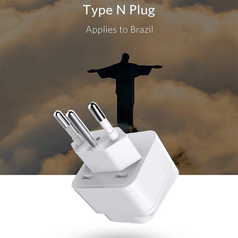 Brazil South Africa Travel Plug Adapter Grounded Universal Type N Plug Adapter BR To US Adapter - Ultra Compact For Brazil South