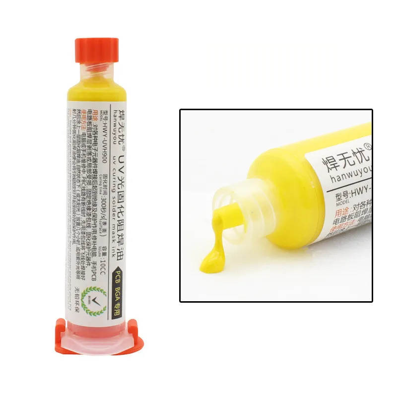 1pc UV Curable Solder Mask With Tip & Push 10CC For PCB BGA Circuit Board Protect Soldering Paste Flux Cream Welding Fluxes Oil