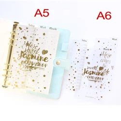 Domikee cute gold foil transparent PP 6 holes ruler dividers set for spiral agenda planner organizer notebooks stationery A5A6