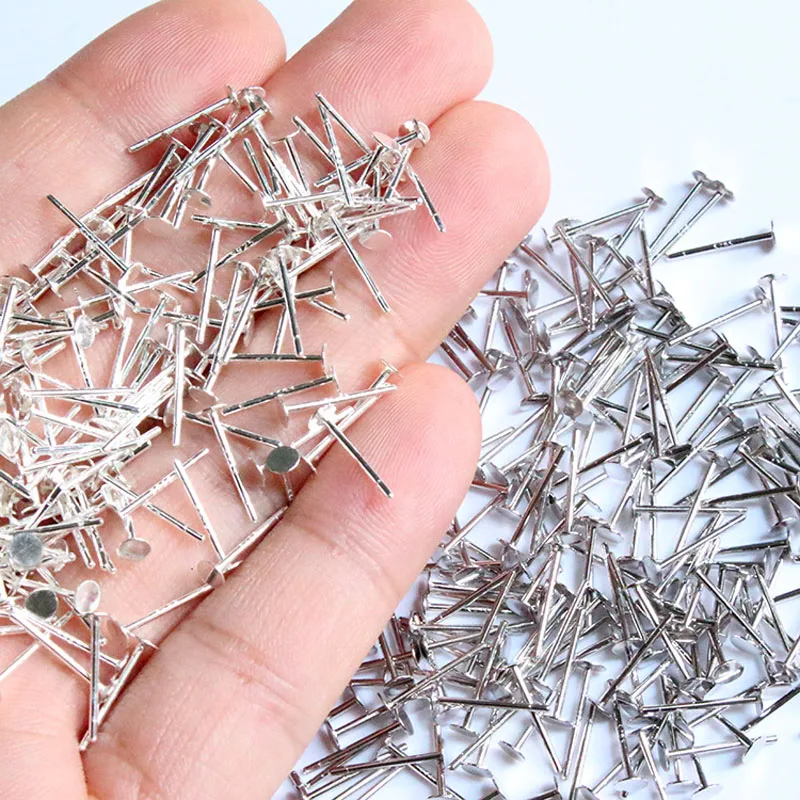 20pcs 925Sterling Silver Earring Base 3/4/5/6/8mm Round Pad Blank Cabochon Settings Stud Earring Post Diy Components Supplies