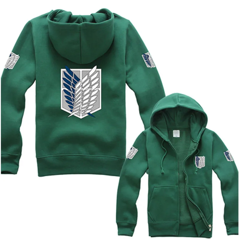 New Anime Attack on Titan Cosplay Costumes Hoodie Green Black Scouting Legion Hooded Sweater for Unisex