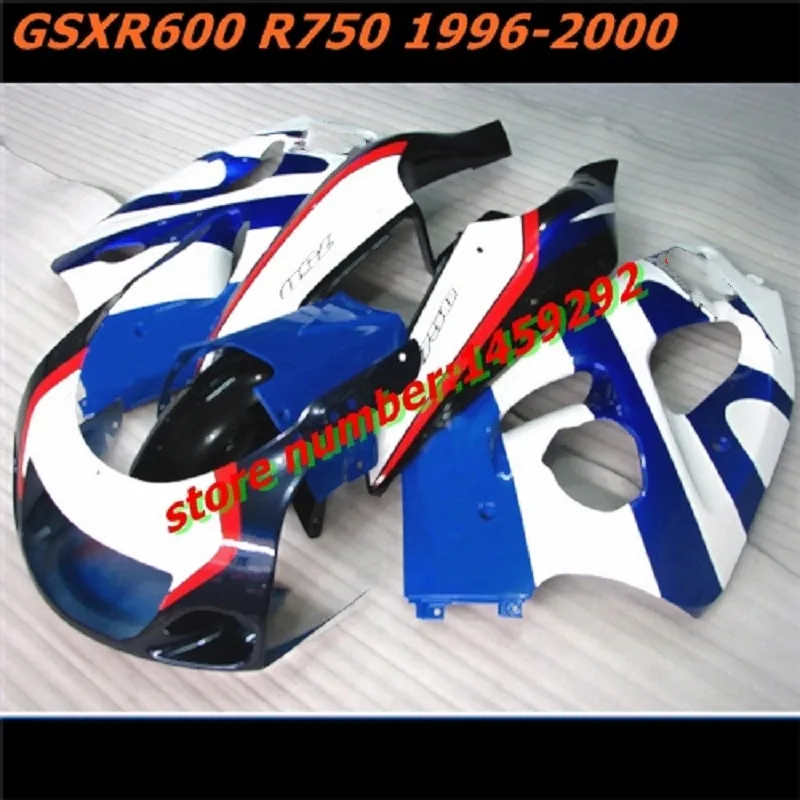 Custom fairings kit for SUZUKI SRAD GSXR 600 GSX R750 1996 1998 2000 GSX R600 96-00 blue white black fairing body