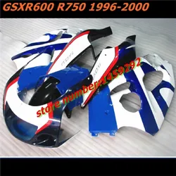 Kit de carenados personalizados para SUZUKI SRAD GSXR 600, GSX R750, 1996, 1998, 2000, GSX R600 96-00, color azul, blanco y negro