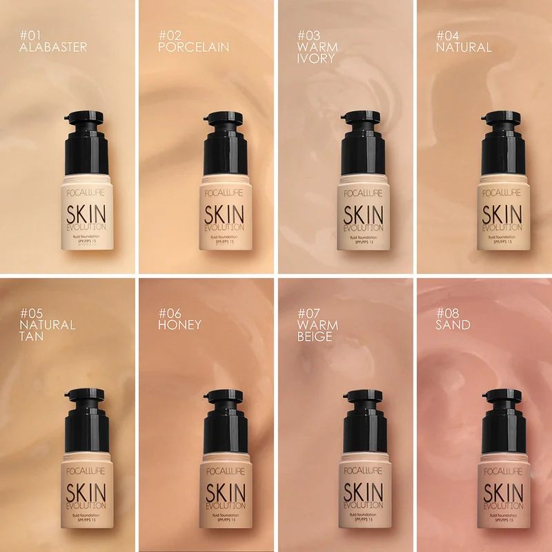 FOCALLURE Face Liquid Foundation Oil Control Moisturizer Full Coverage Concealer Matte Primer Base Cream Foundation Makeup