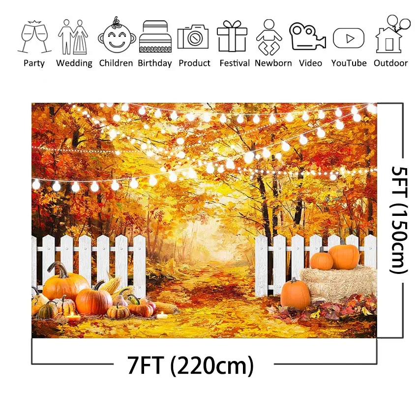 Mocsicka otoño telón de fondo de Acción de Gracias hojas de otoño tema de calabaza retrato de niños pastel Smash sesión de fotos fondo de fotografía