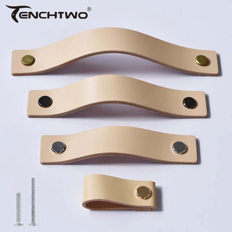 

TENCHTWO Golden Furniture Handle Cupboard Knobs Children Wardrobe Drawer Door Knob Kitchen Shoe Cabinet Pulls Thickened Leather