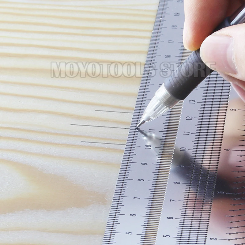 Multifunction Copper Cap Scale Ruler T-type Hole Ruler High-precision Carpenter Scribing Mark Line DIY Carpenter Measuring Tool