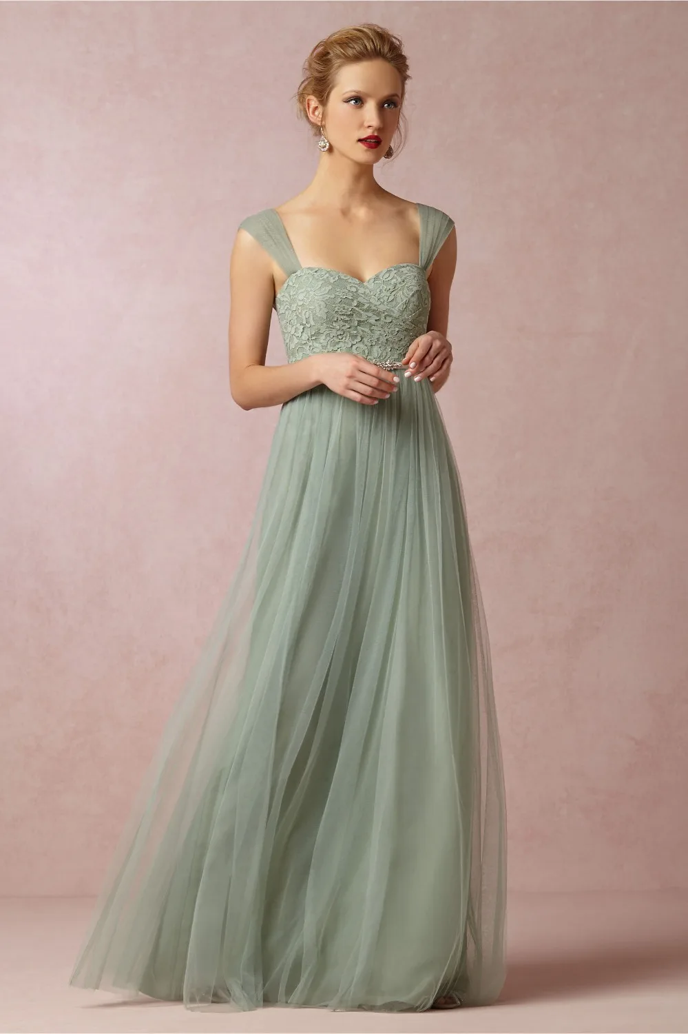 Dress Vestido Sweetheart Floor Length Sage Sashes Vestidos Para Madrinhas 2018 Mint Green Bridesmaid Dresses long Party Gowns