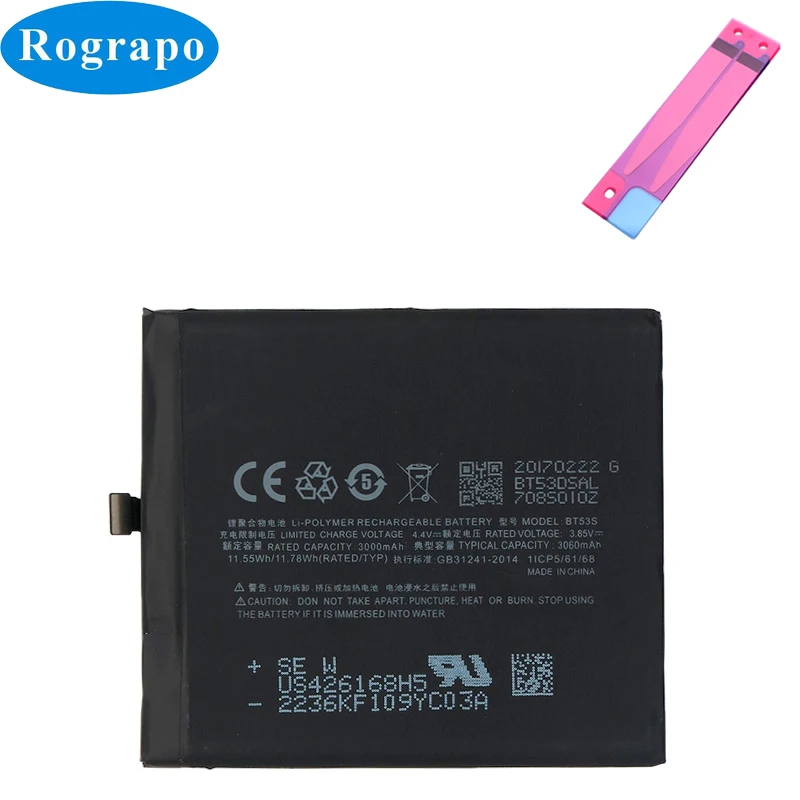 

Original 3060mAh BT53S Replacement Mobile Phone Battery For Meizu Pro 6S Pro6S M570Q-S Pro 6 Smartphone Batteries