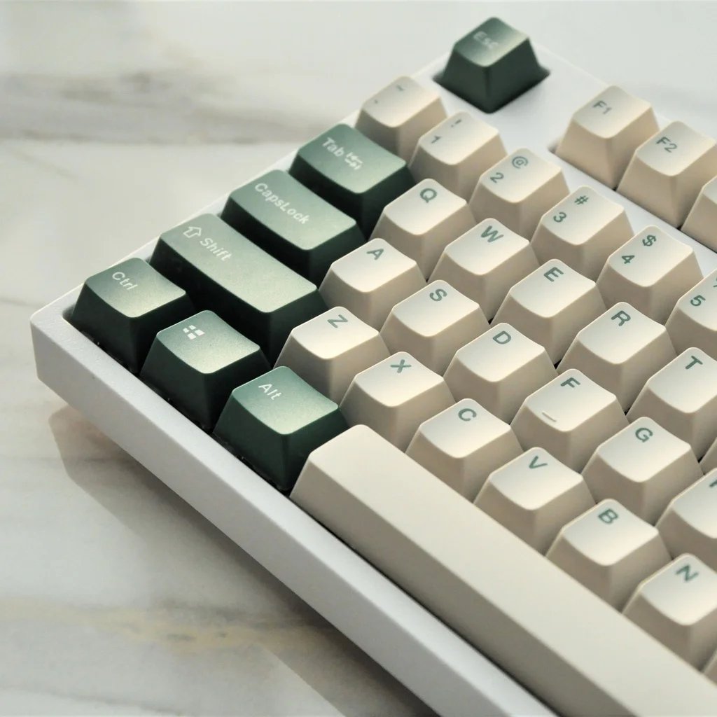 【Skyline】Original New PBT Two-color Molding Milk Green OEM Mechanical Keyboard Keycap Minimalist 104/87/980/84/nj68/k2/f12