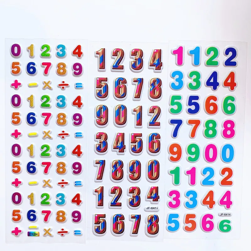 6 Blatt Kinderaufkleber 3D Puffy Bulk Cartoon Englische Alphabet Buchstaben Zahlen Aufkleber Lernspielzeug für Mädchen Jungen GYH – Detail 8