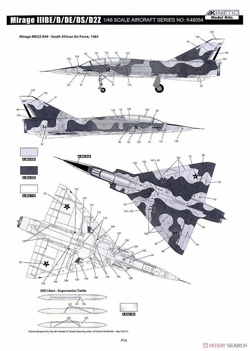 Kinetic 48054 1/48 Mirage III BE/D/DE/DS/D2Z Two seat Trainer/Attacker