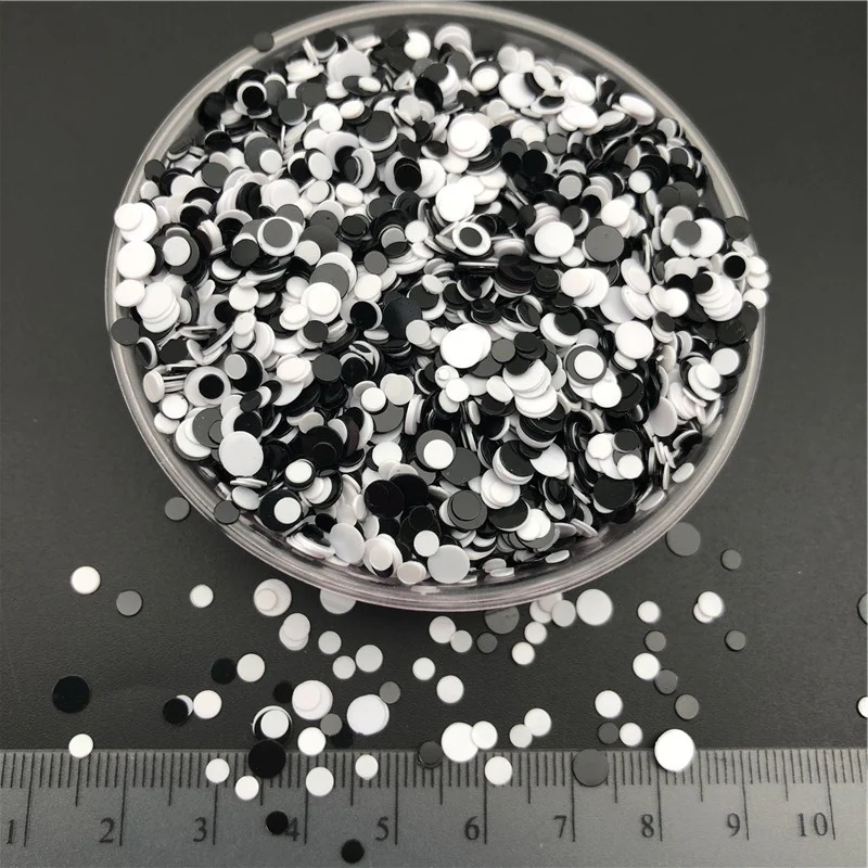 20g 1mm 2mm 3mm 4mm White n Black Dot PVC Sequins Glitter Paillettes for Nail Art manicure/sewing/wedding decoration confetti