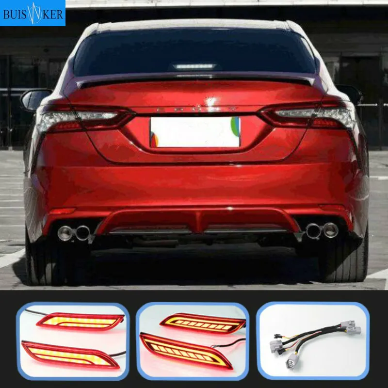 

2PCS LED Reflector For Toyota Camry 2018 2019 2020 Rear Bumper Tail Light Driving Lamp Turn Signal Lamp Rear fog lamp