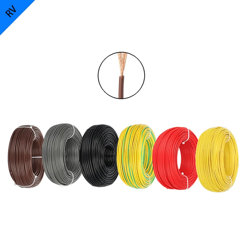 Cabo Eletrônico de Cobre Puro de Pvc Cabo Flexível 100 Awg Núcleo Único Múltiplos Fios Retardador de Chamas Diy