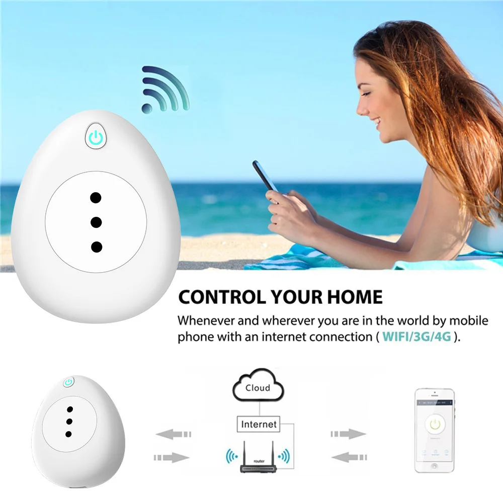 Smart Plug Wifi Smart Socket 15A Italy Chile Power Monitor Voice Control Works With Google Home Alexa Tuya Smart life APP