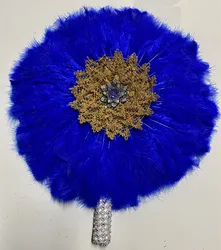 Ventaglio di piume da sposa da donna con grande ventaglio di piume blu africane per fan di piume nigeriane con piume da sposa