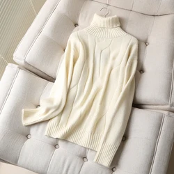 Maxdutti, suéteres de invierno para mujer, jerséis de moda de oficina de Inglaterra para mujer, Tops Vintage con flores retorcidas, suéteres sueltos de cuello alto para mujer
