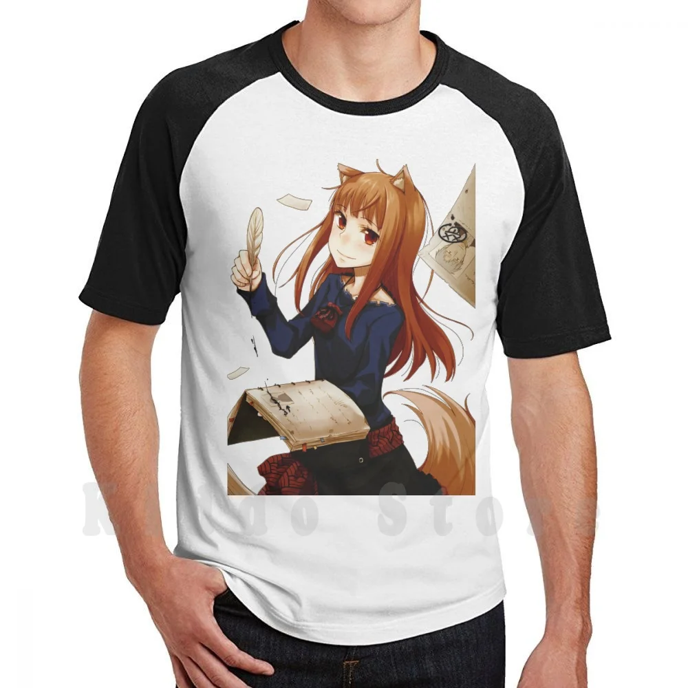 Horo Spice And Wolf T Shirt DIY Big Size 100% Cotton Spice And Wolf Ookami To Koushinryou Holo Horo Wisewolf Of Yoitsu Wheaten