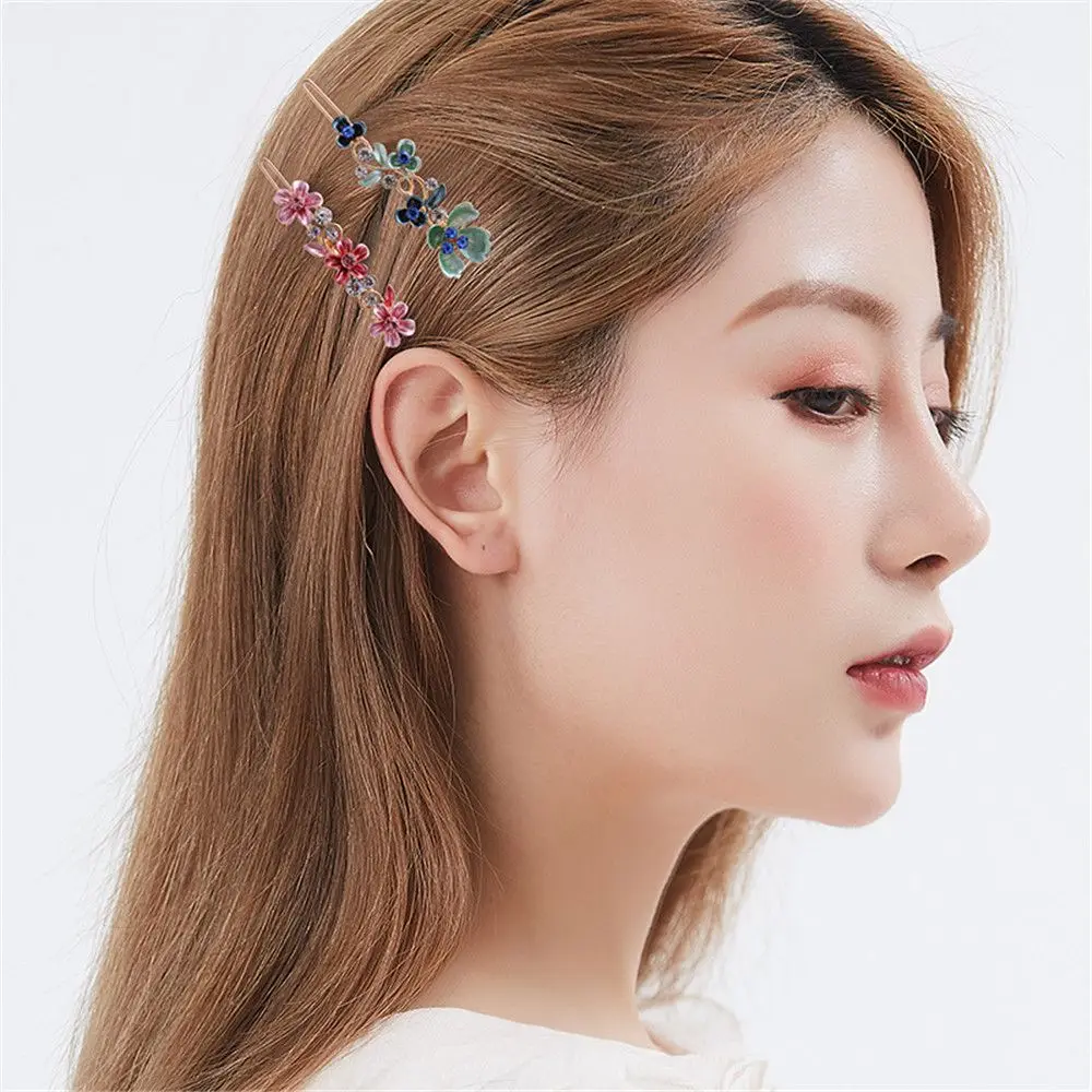 Luxury Wedding Accessories Hair Jewelry Rhinestone Women Girls Barrettes Hair Clip Headwear Floral Hairpin