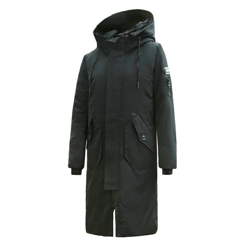 

Brand Anti-cold Thick Warm Down Jacket 2020 Winter New Men's Fashion Slim Hooded Parka Casual Long Coat Black Blue Khaki