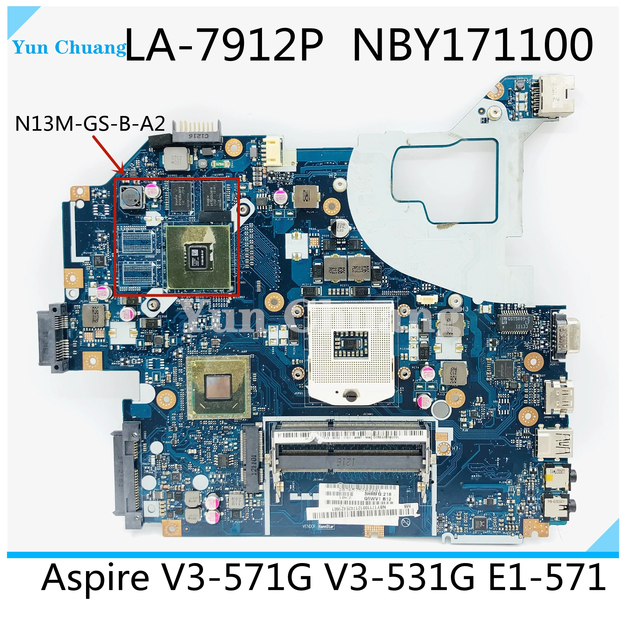 

Q5WV1 LA-7912P motherboard For Acer aspire V3-571G E1-571G V3-531G E1-571 laptop motherboard HM77 GT710M GPU DDR3 100% work