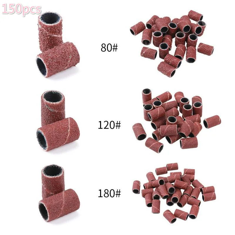 150pcs nastri abrasivi per unghie per punte da trapano per unghie Manicure Pedicure Gel Polish Remover levigatrici per unghie accessori strumento