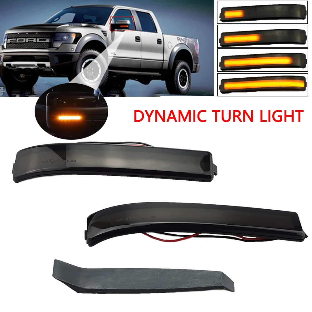 LED Dynamic Side Mirror Turn Signal Lights For Ford F150 F-150 2009-2014 SVT Raptor 2010-2014 Sequential Lamp Blinker Indicator