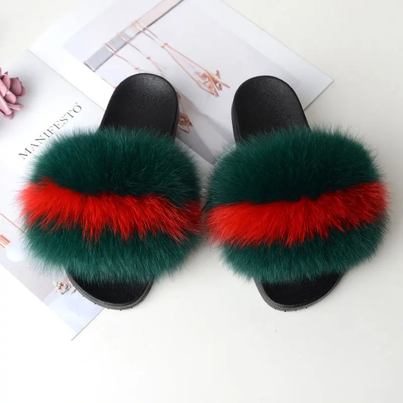 COOLSA Children Sweet Fur Slippers Summer Fluffy Furry Slides Girl Home Plush Fur Beach Flip Flops Wholesale Drop shipping